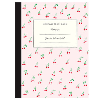 Composition Book cover with drawn cherries.