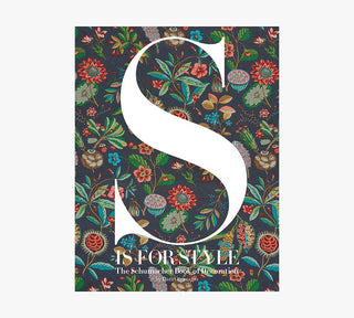 S is For Style book with floral design in background with large white S in middle and title below in white.