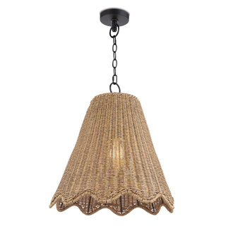 Rattan like material woven into a wavelike pattern allows warm light to peek through and add a pleasant glow to your outdoor oasis. This pendant really lives up to its name! 
