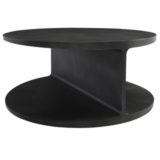 black circular coffee table large base. 