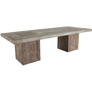 Retangular coffee table constructed from reclaimed pine wood and an exceptionally durable, lightweight concrete laminate top.