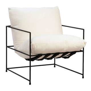  Striking a linear design crafted with a sleek matte black metal frame and complimented by plush fabric pillow cushions you’ll love sinking into.
