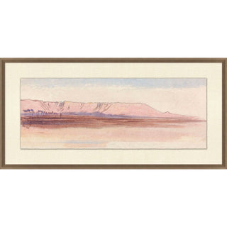 Artistic sketch and watercolor painting of desert red mountains and landscape.