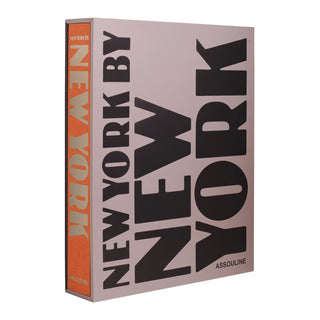 New York by New York book cover with bold title and pale pink background.