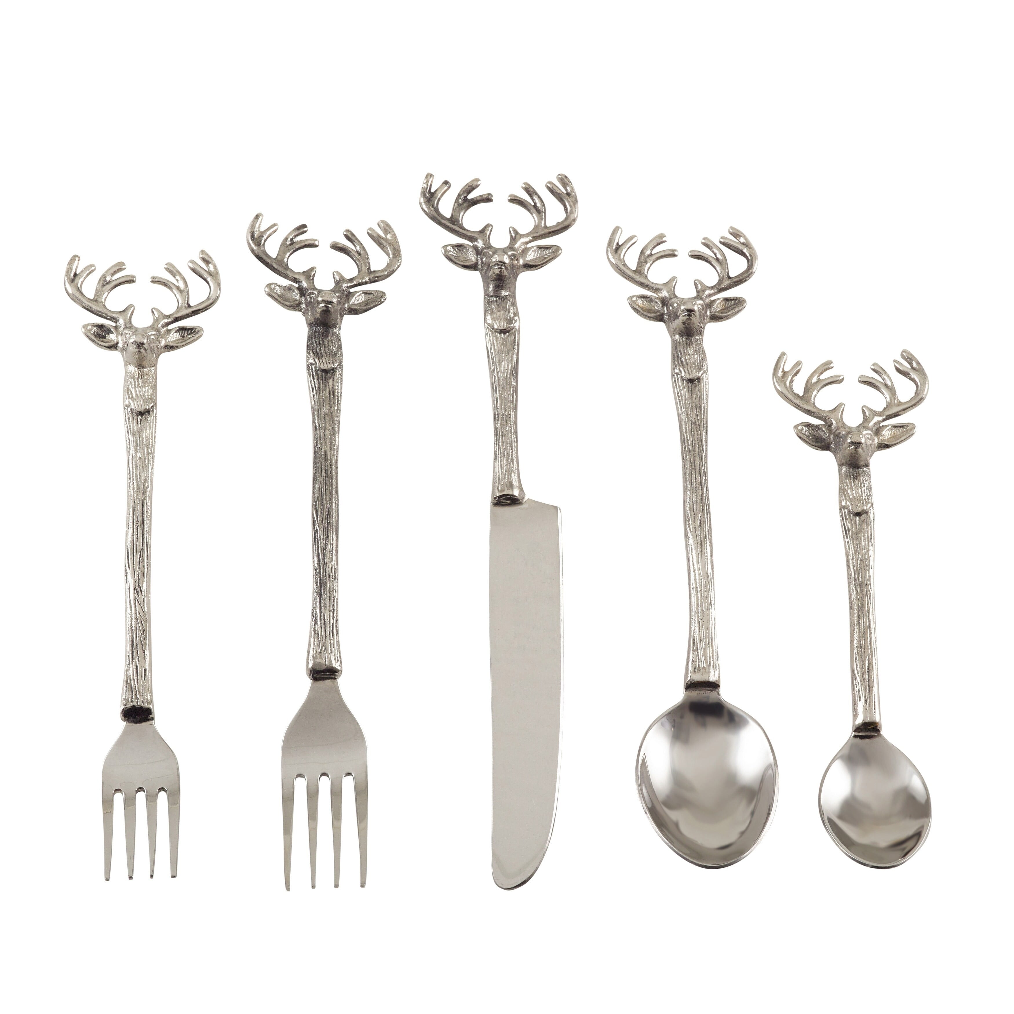 Brass Silverware Sets w/ Reindeer Handle