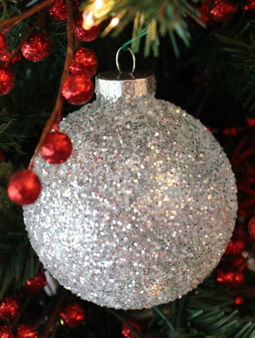 Glass Ball Gold Silver Glitter Branches Ornament