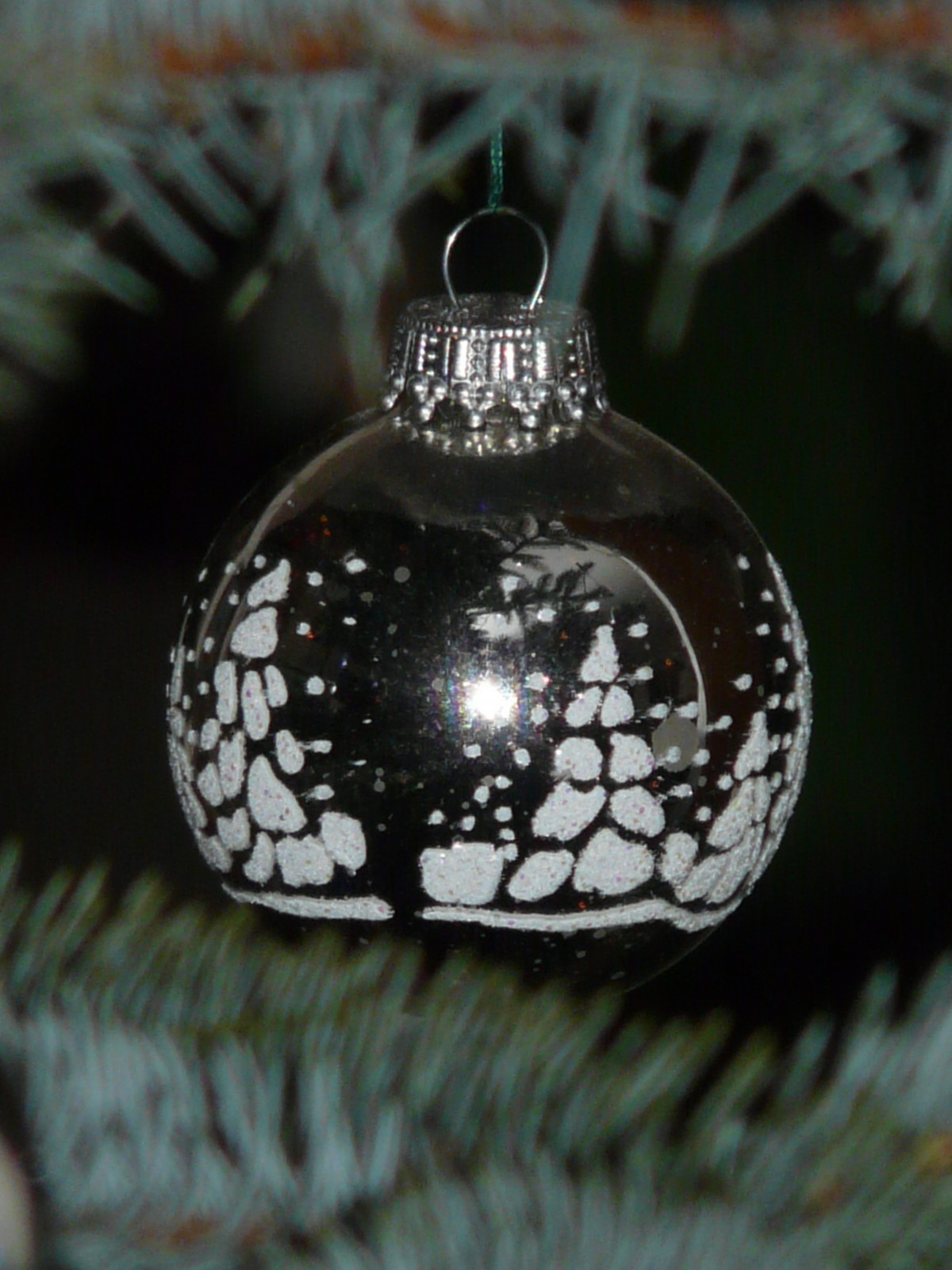 Glass Ball Gold Silver Glitter Branches Ornament