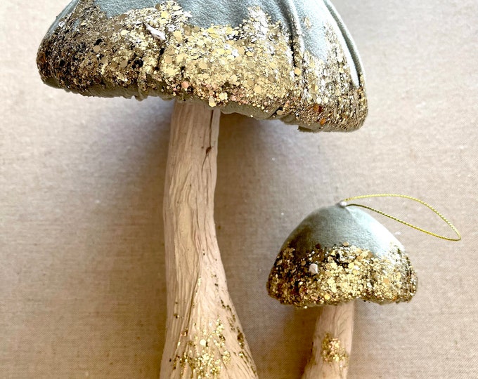 Green Velvet Mushroom Ornament