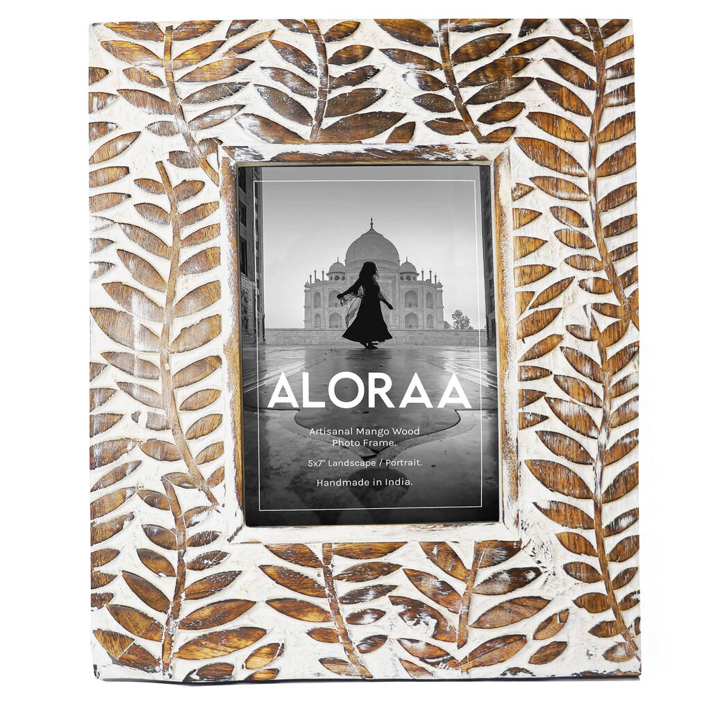 Hand Carved Mango Wood Photo Frame