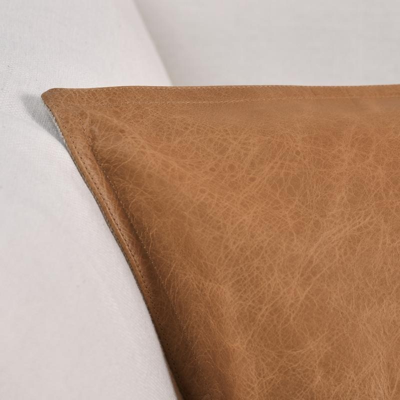 SLD Leather Pillow - Davis Ivory (14"x26")