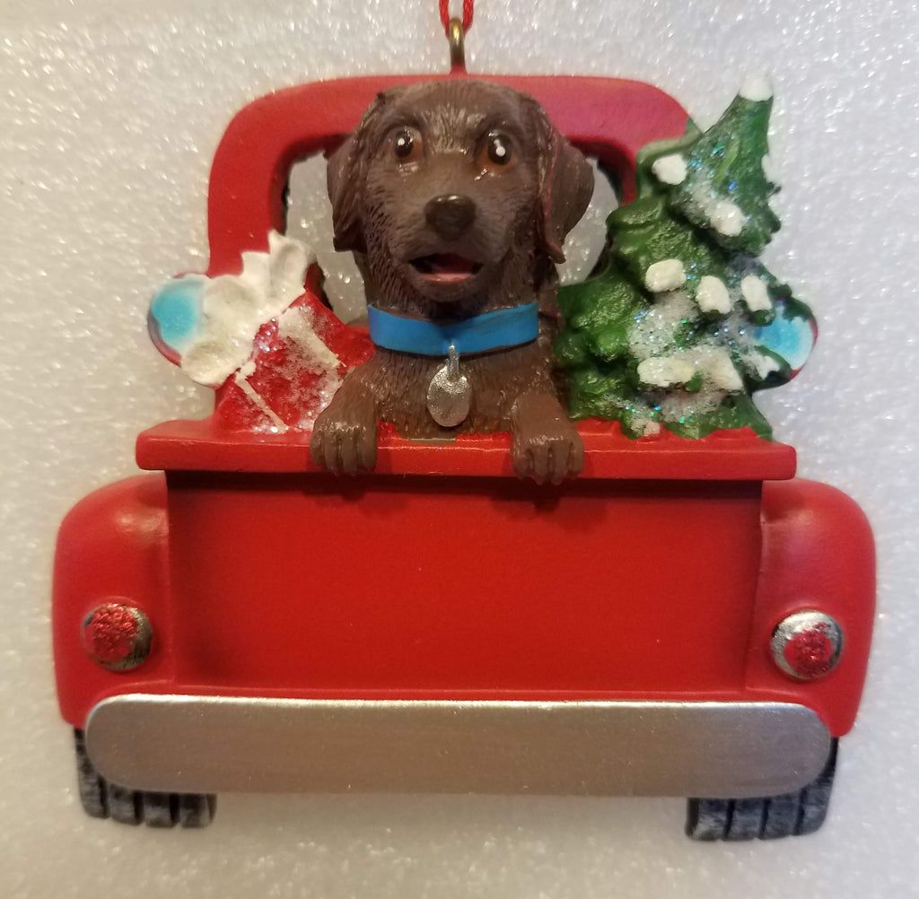 Red Truck w/ Dog Ornament