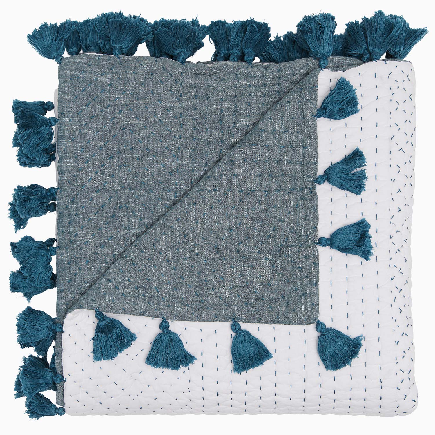 Sahati Peacock Hand Stitched Throw