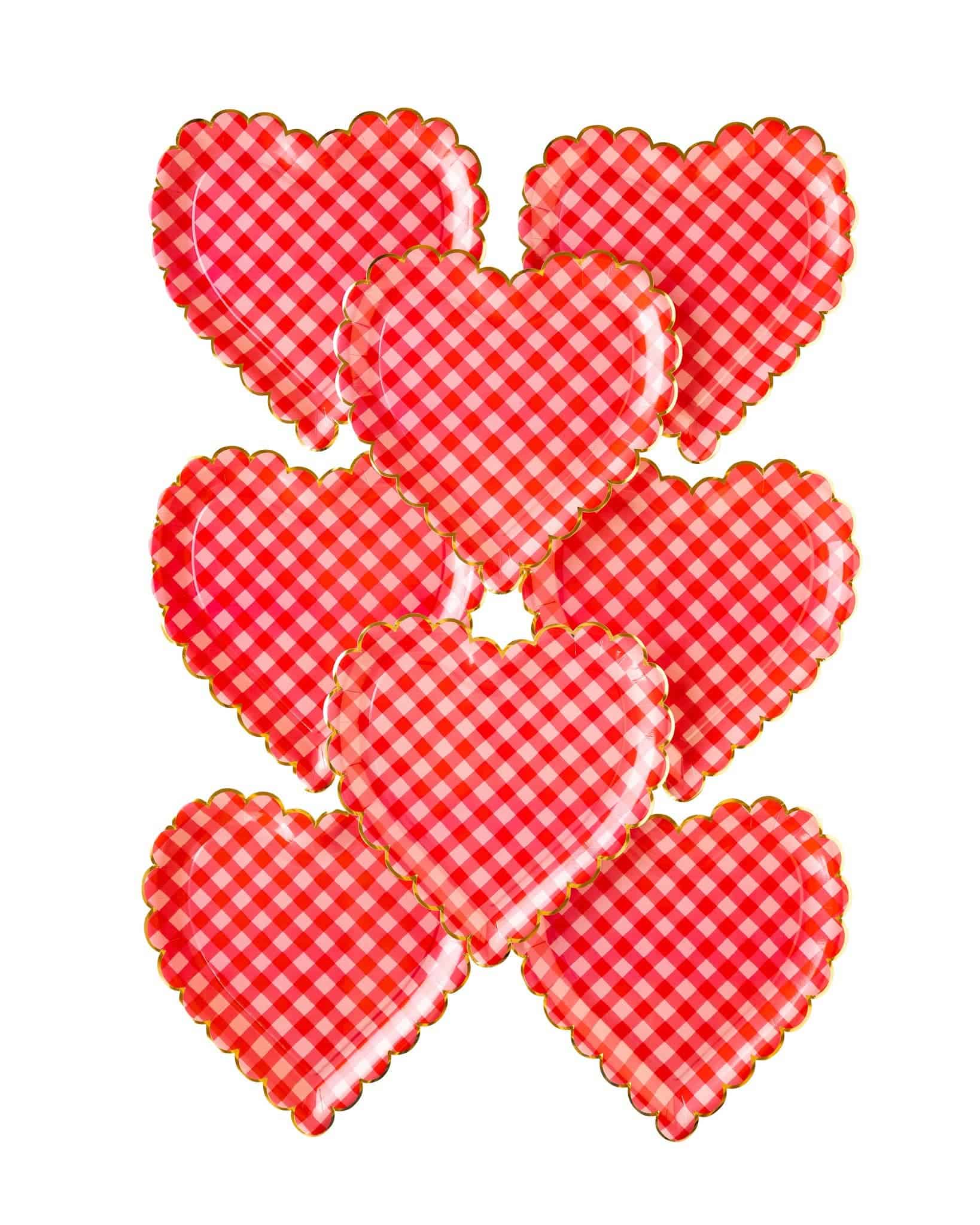 Checkered Heart Shaped Paper Plates