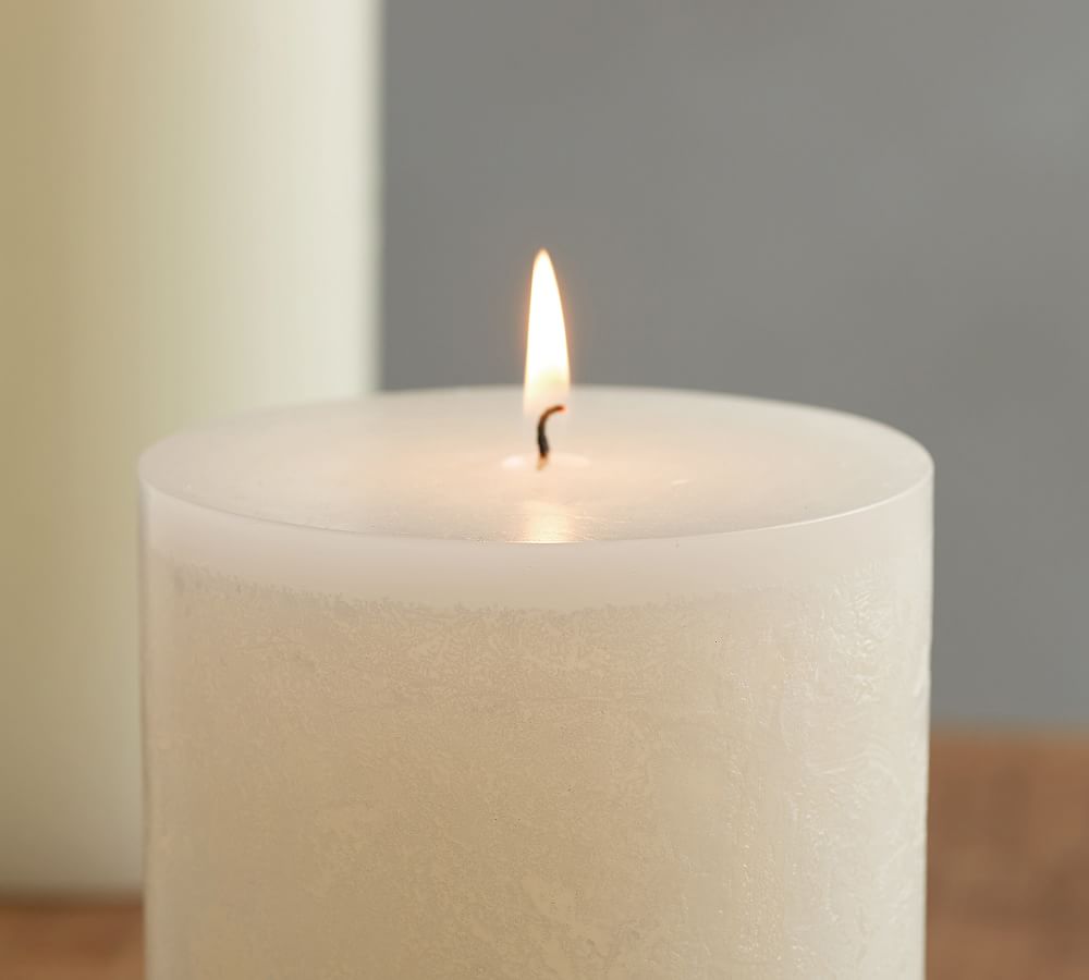 White Timber Pillar Candle