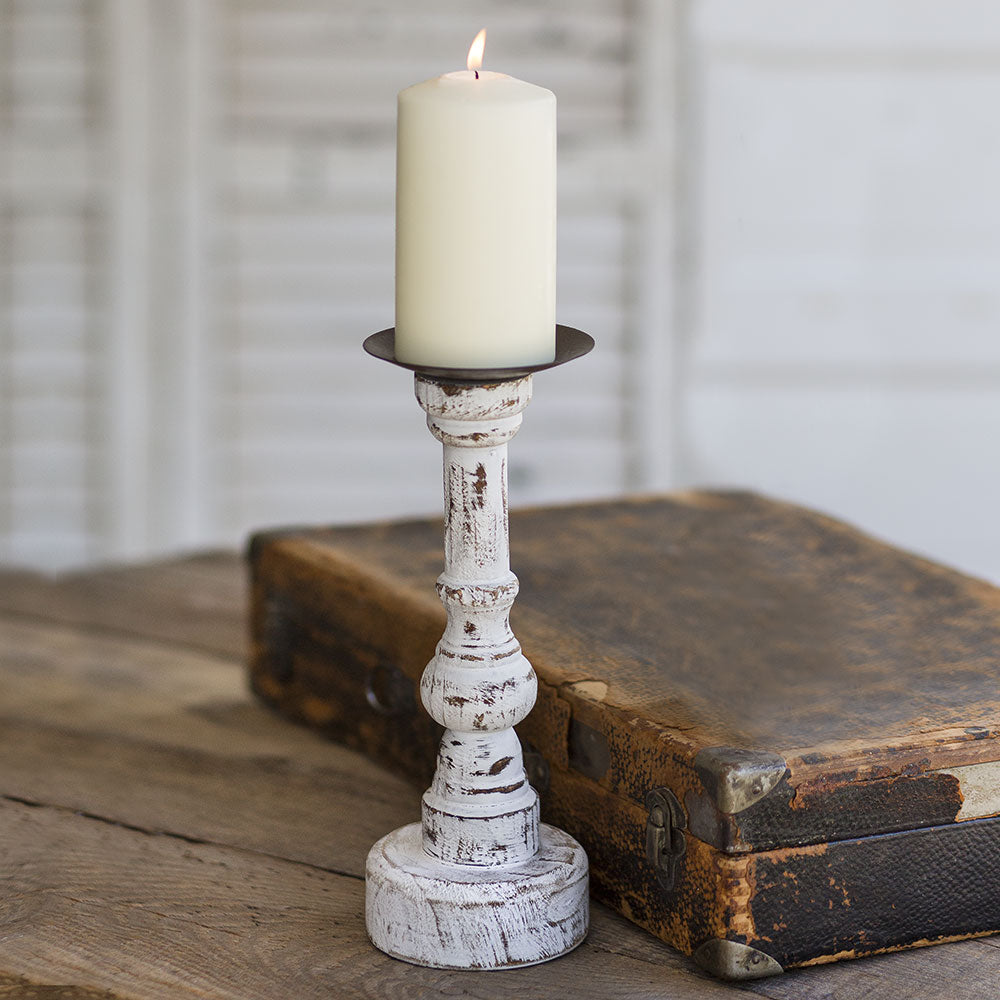White Timber Pillar Candle
