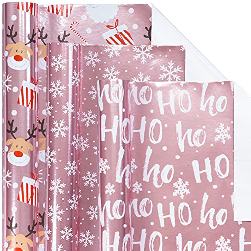 ROLLS Disco Santa Claus pink checker gift wrap