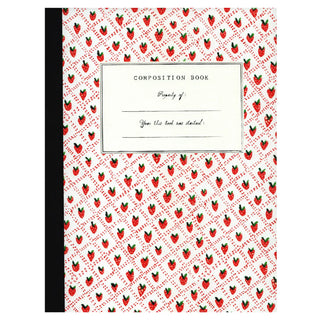 Composition Book with rustic drawn strawberry pattern.
