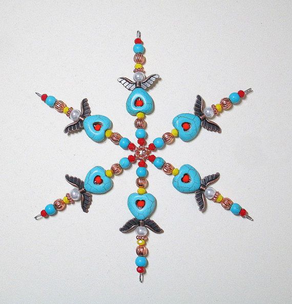 Beaded Snowflake Ornament, Antique  Copper