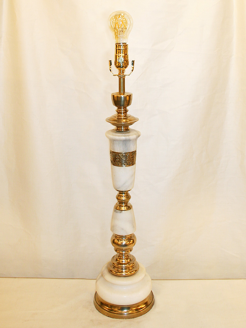 Brass and white marble lamp.