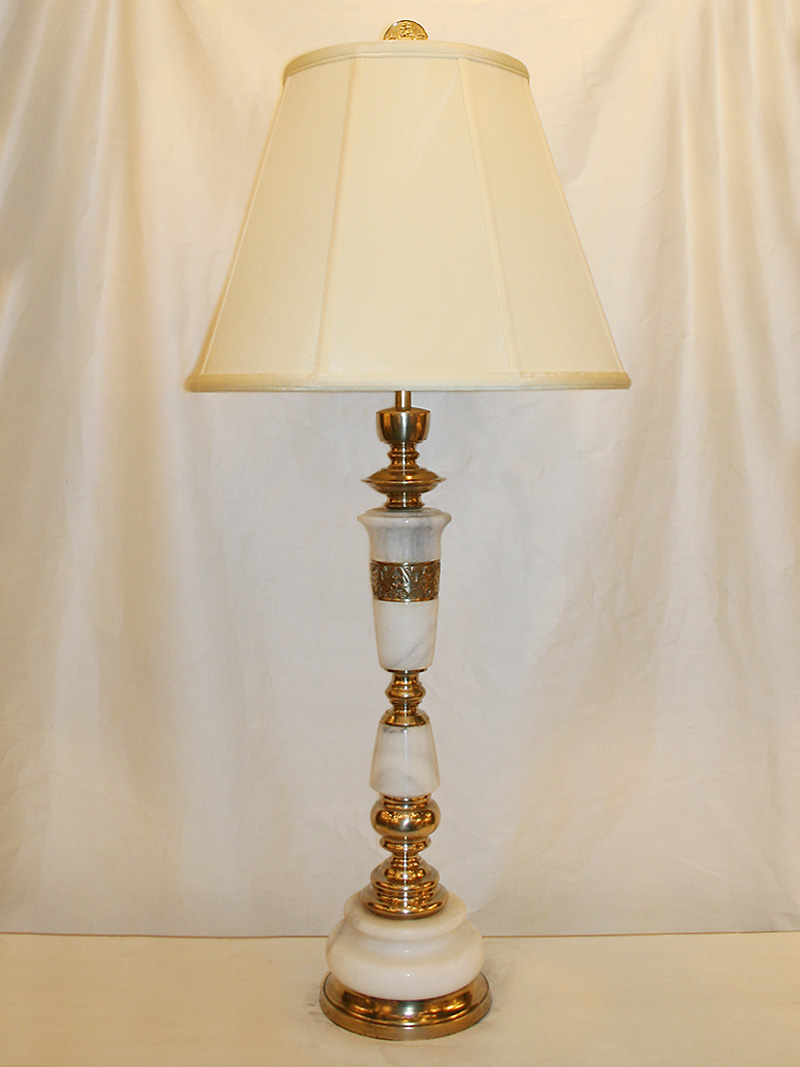 Brass and white marble lamp.