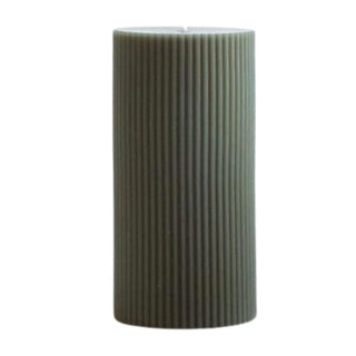 3x6 inch ribbed pillar candle in green.