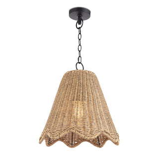 Rattan like material woven into a wavelike pattern allows warm light to peek through and add a pleasant glow to your outdoor oasis. This pendant really lives up to its name! 