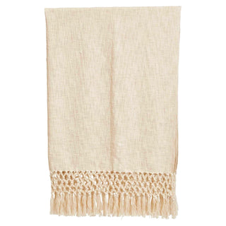 Woven Cotton Throw with Crochet and Fringe