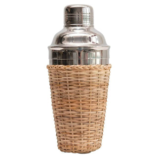 Stainless Steel Cocktail Shaker w/ Rattan Sleeve