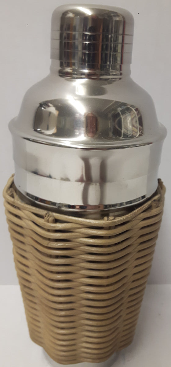 Stainless Steel Cocktail Shaker w/ Rattan Sleeve