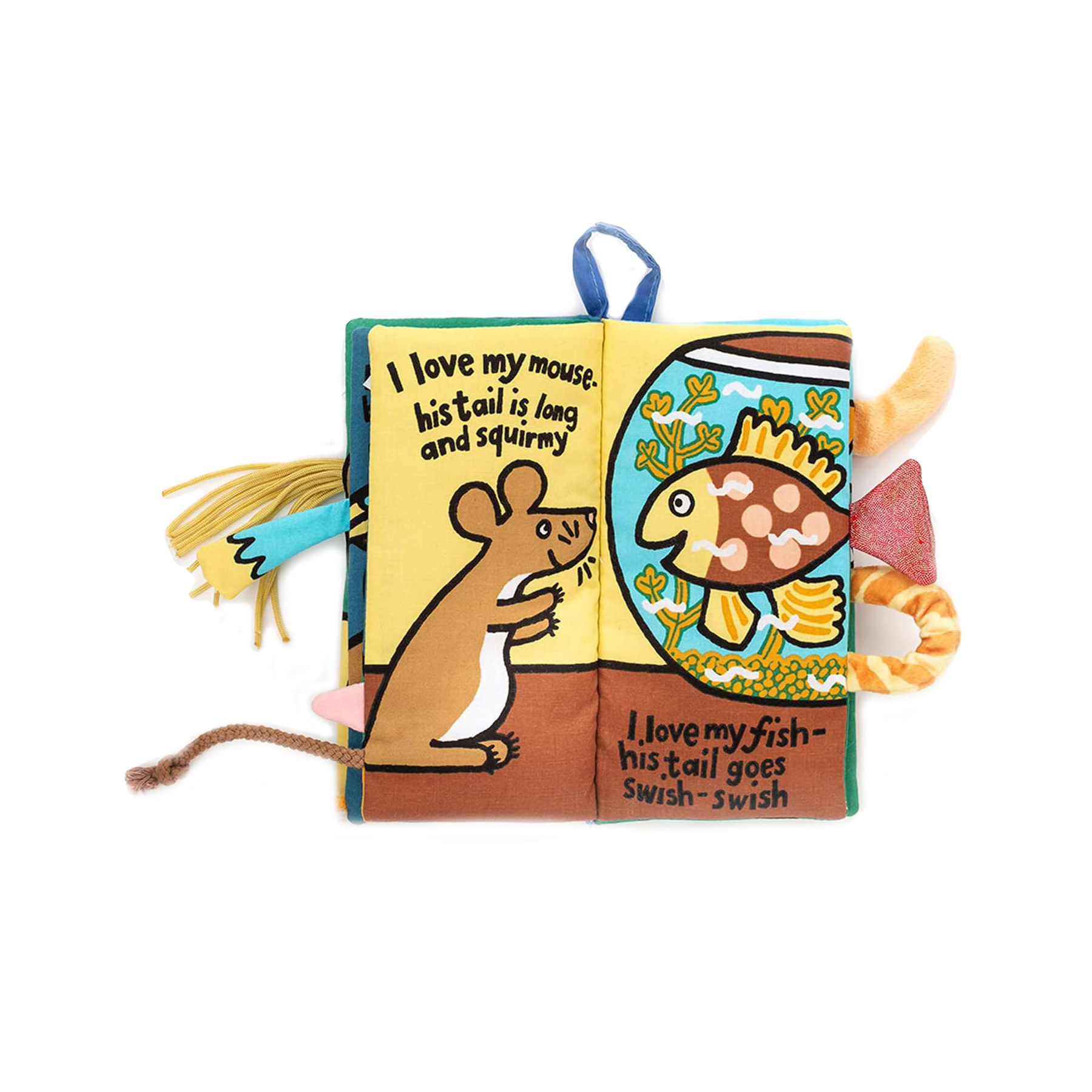 Pet Tails Activity Book that is made of cloth with tails sticking out that kids can play with.