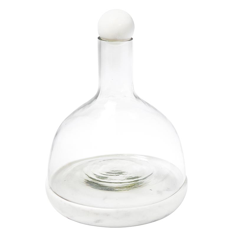 Glass Bottle w/ White Marble Base