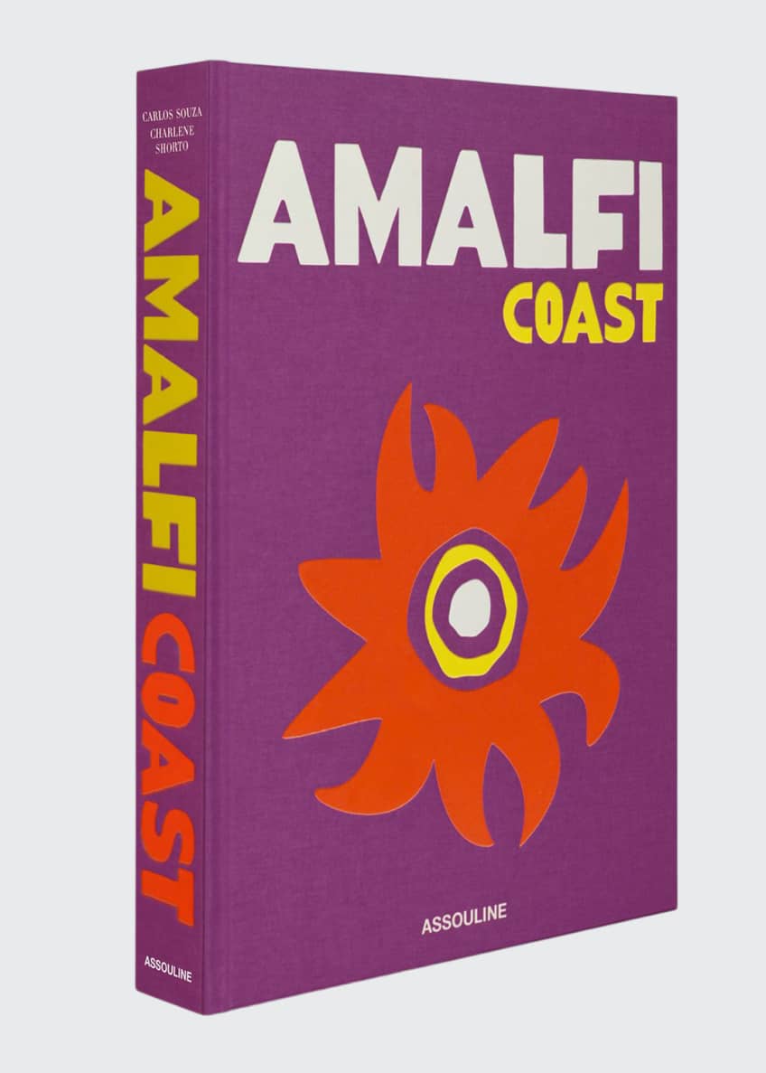 Amalfi Coast book cover with purple background and red sun below.