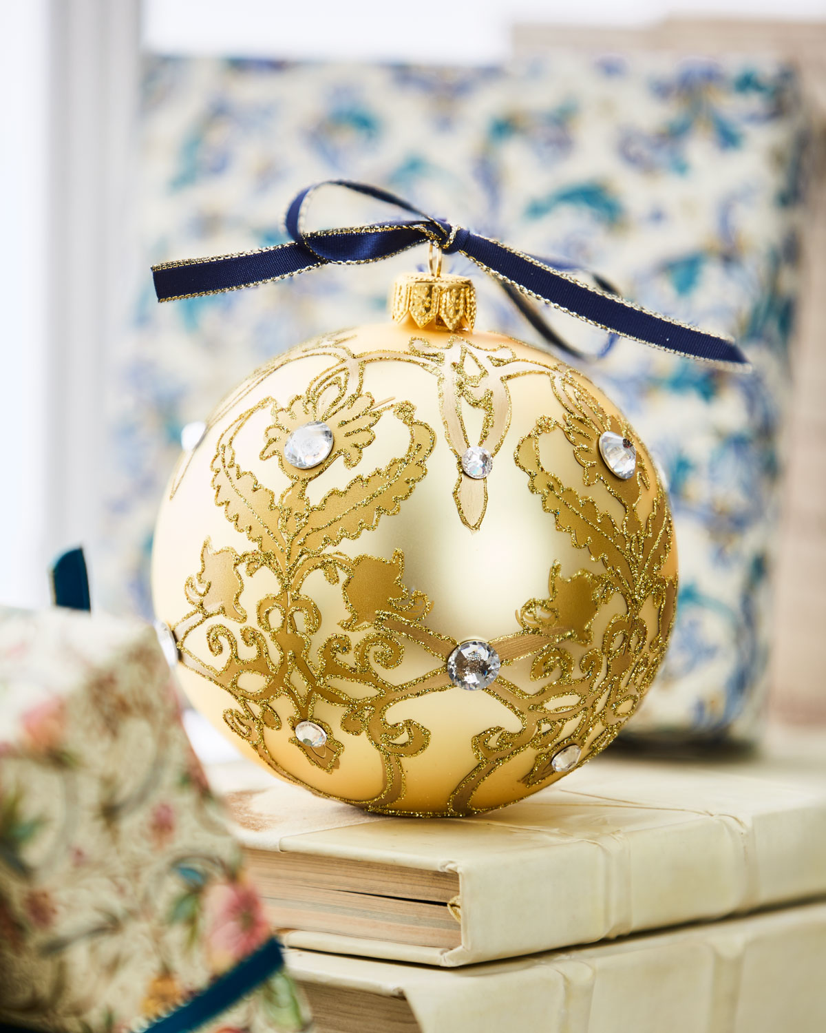 Glass Ball Ornament w/ Gold