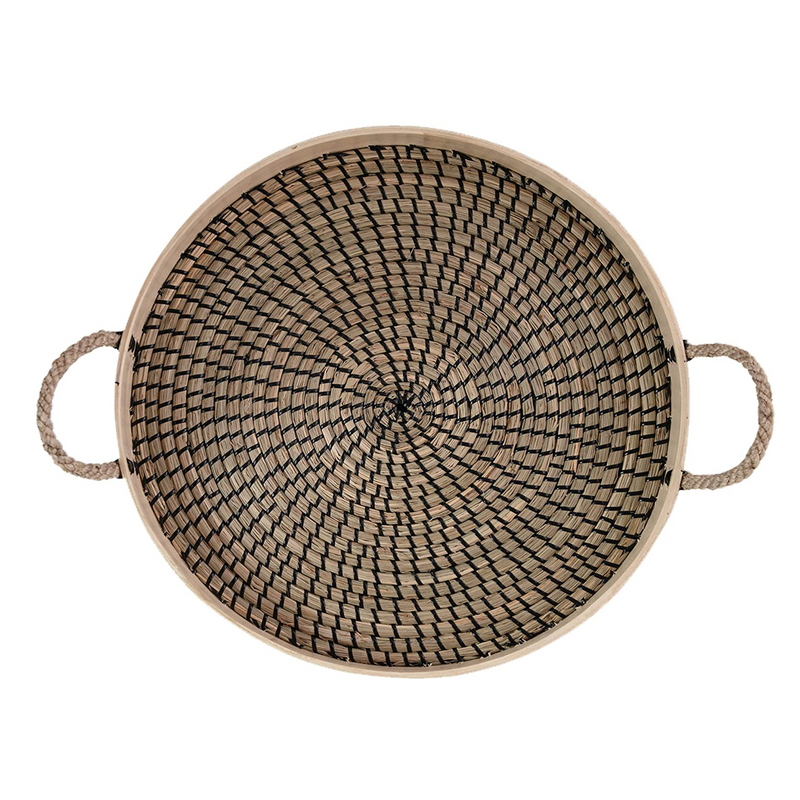 Seagrass & Jute Round Basket w/ Handle