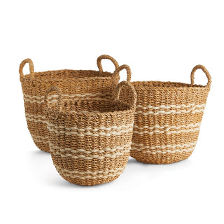 Seagrass & Jute Round Basket w/ Handle